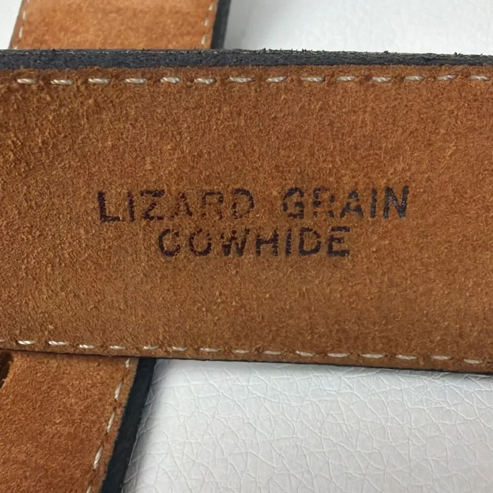Langstons Belt Lizard Grain Cow Hide Size 38 Gray Western Belts Cowboy Belt